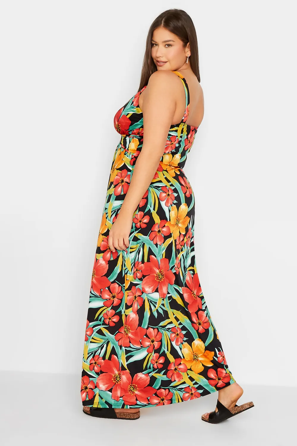 LTS Tall Black Floral Print V-Neck Sleeveless Maxi Dress