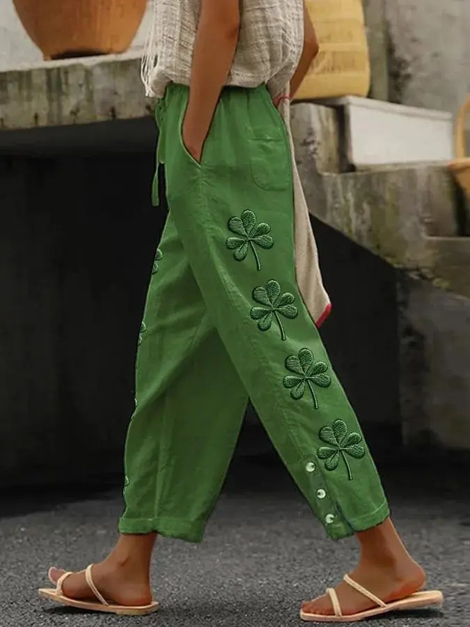 Women's St. Patrick's Day Lace Up Loose Casual Pants