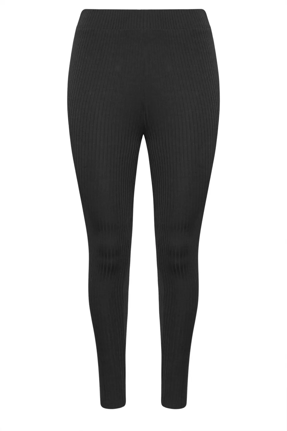 YOURS Curve Black Ribbed Leggings