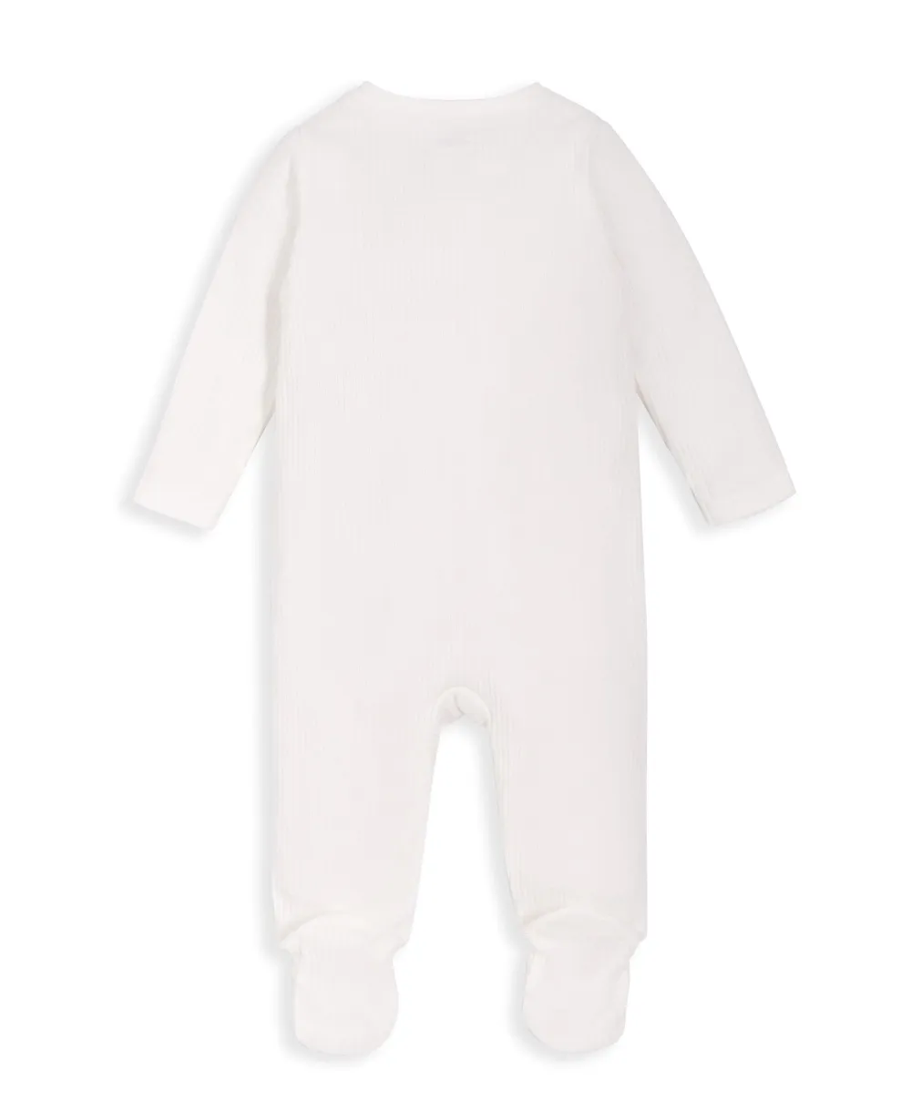 Organic Cotton Ribbed Sleepsuit - White