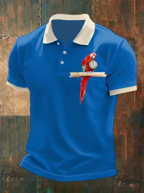 Men's 5 O'clock Parrot Print Polo Shirt