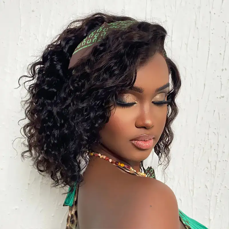 Sterly Water Wave Left C Parted Glueless Undetectable 13×4 Lace Bob Wig