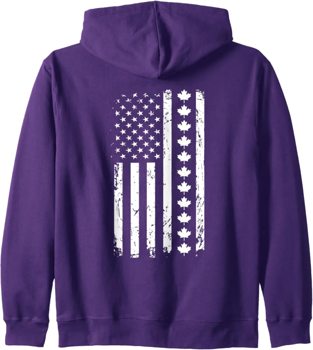51st State Flag of America Oh Canada Welcome Maple Leaf Zip Hoodie