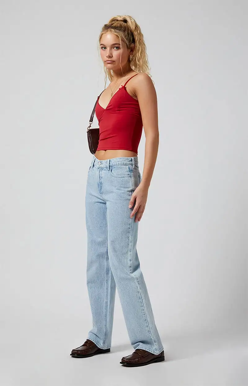 PacSun Jordyn Low Rise Straight Leg Jeans Light Indigo