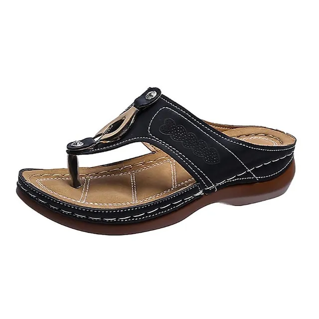 Women's Sandals Comfort Shoes Plus Size Outdoor Office Daily Summer Rhinestone Buckle Flat Heel Open Toe Casual Classic Walking Shoes PU Leather Faux Leather Loafer Solid Colored Black Pink Beige