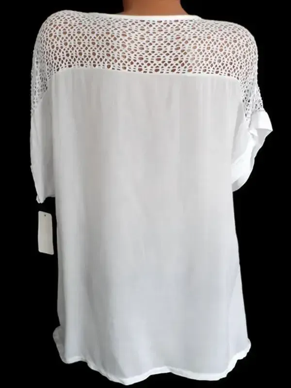 Woman Fashion Openwork Lace Shirt Tops Blouse