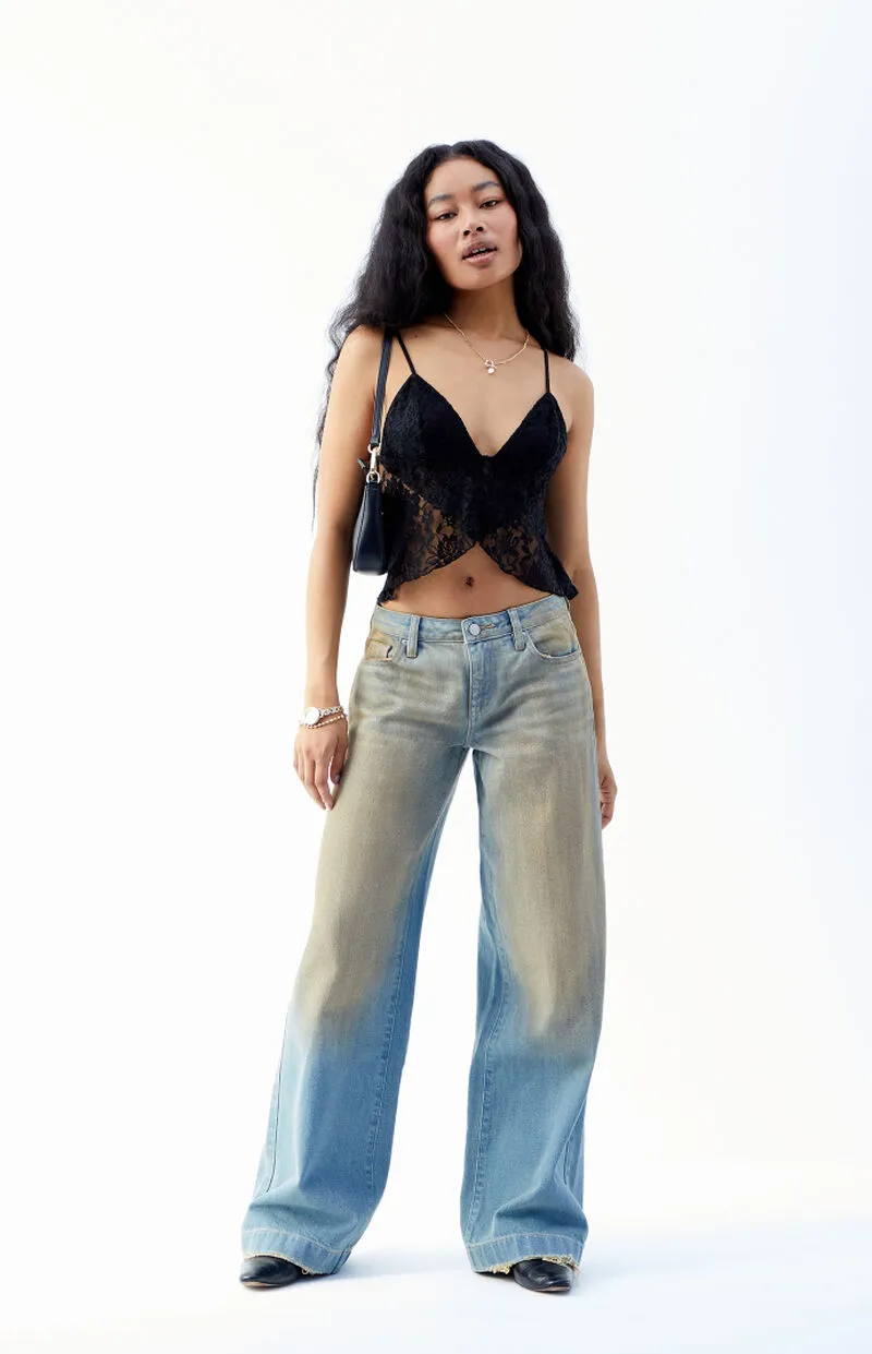 PacSun Casey Indigo Tinted Mud Wash Low Rise Baggy Jeans