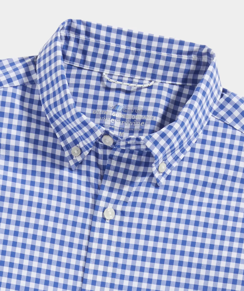 On-The-Go Nylon Short-Sleeve Gingham Shirt