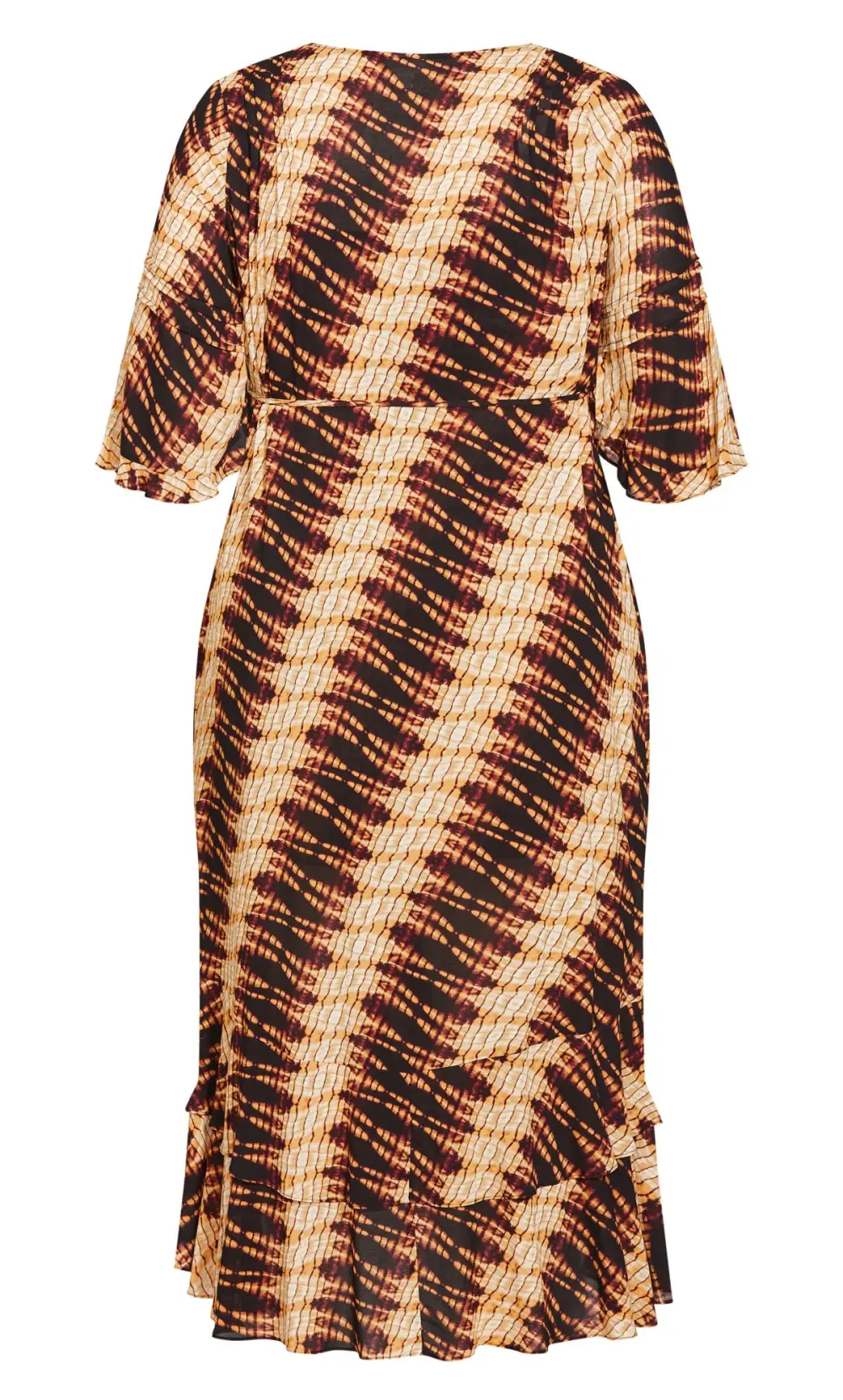 Evans Yellow & Brown Swirl Print Wrap Smock Maxi Dress