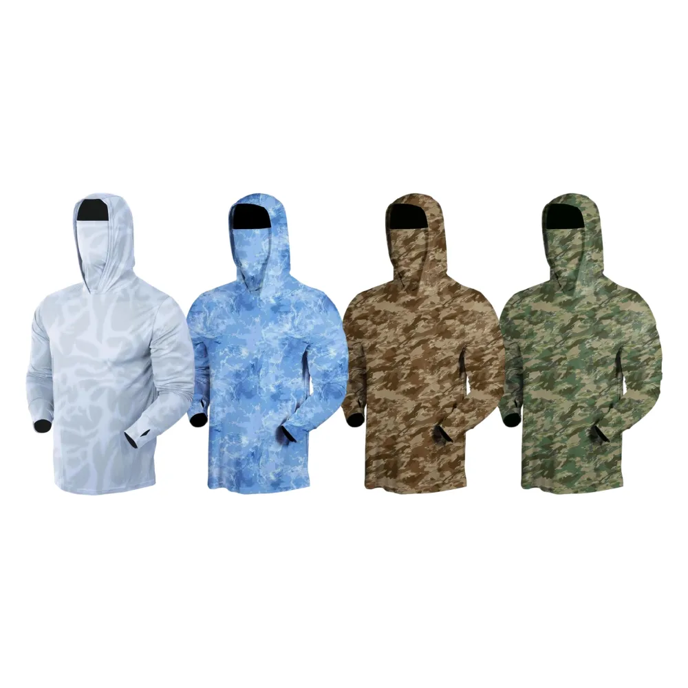 Men's UPF 50+ Hooded Camo Print Sun Protection Shirts