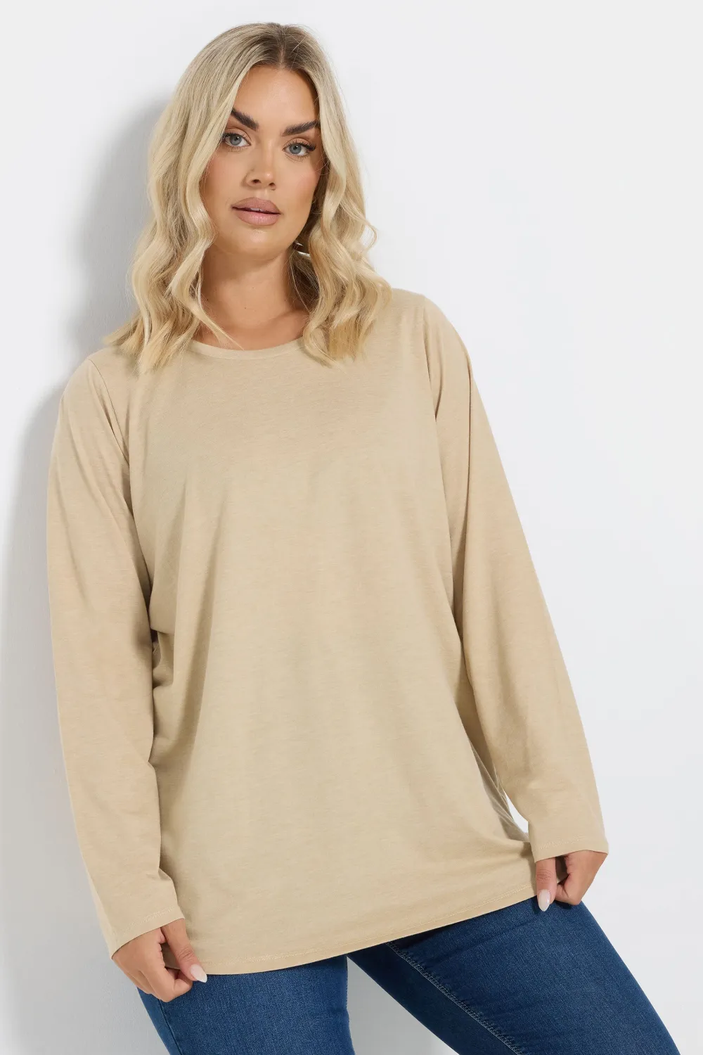 YOURS Curve Black Cotton Long Sleeve T-Shirt