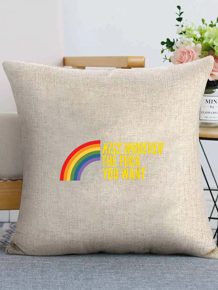 Linen Throw Pillow With Kiss Whoever The Fuck You Want Pillow