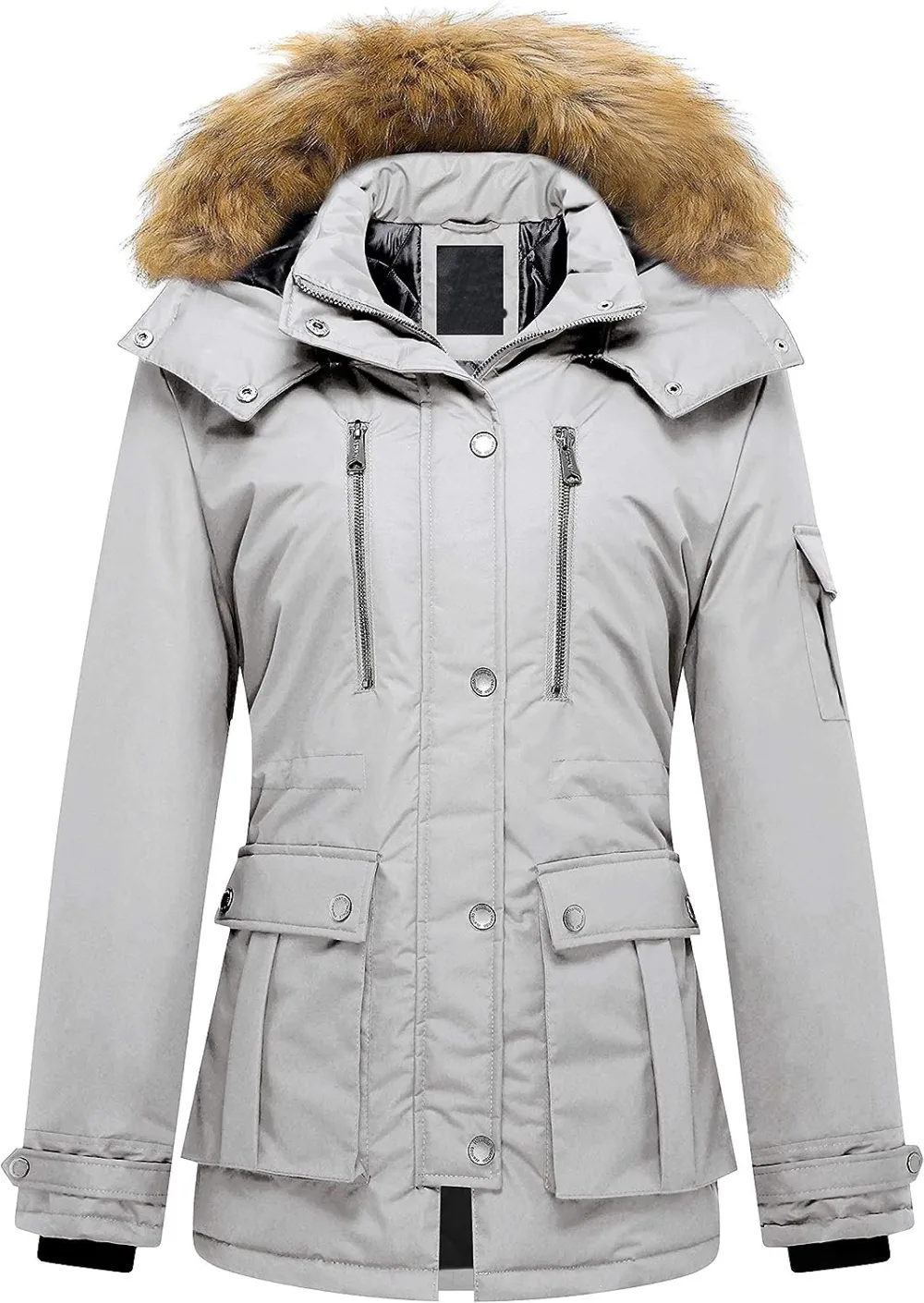 Women's Quilted Winter Coat Warm Puffer Jacket Thicken Parka with Removable Hood