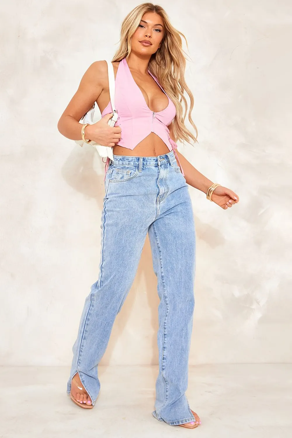 Stone Cargo Lace Up Side Zip Up Crop Top