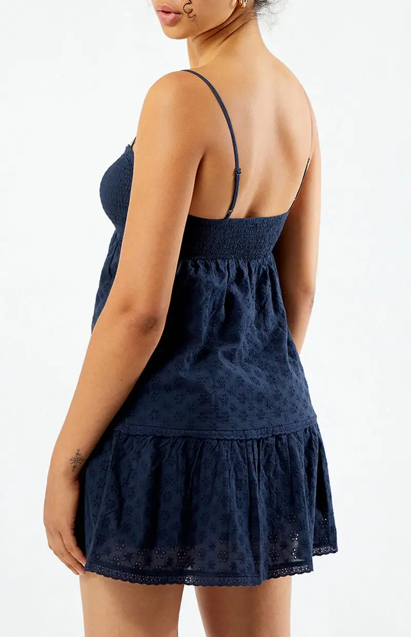 LA Hearts Ruched Bow Tie Babydoll Mini Dress