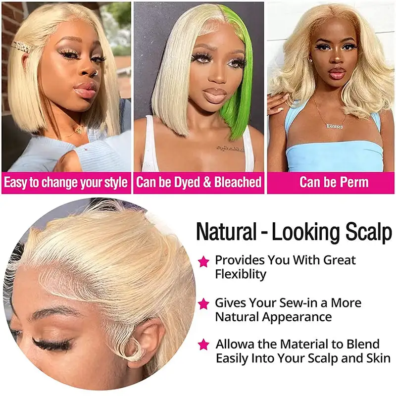 #613 Blonde Straight Bob Wig 7x6  Human Hair Wigs