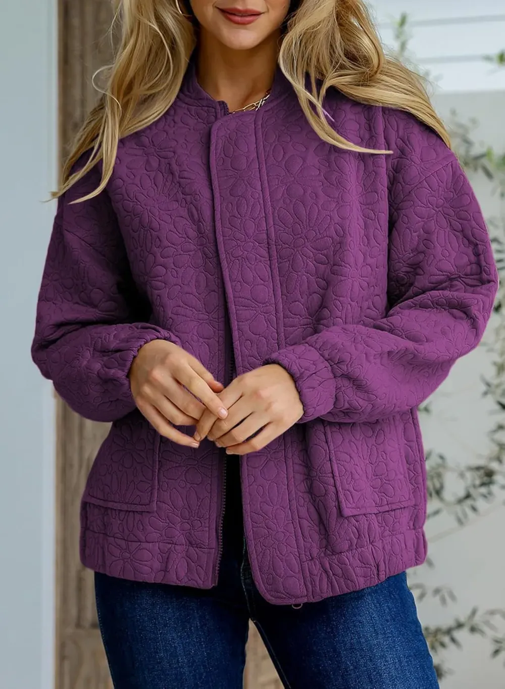 Jackets for Women Spring Fashion 2025 Cute Jacquard Coats Lightweight Zip Up Jackets Dressy Casual