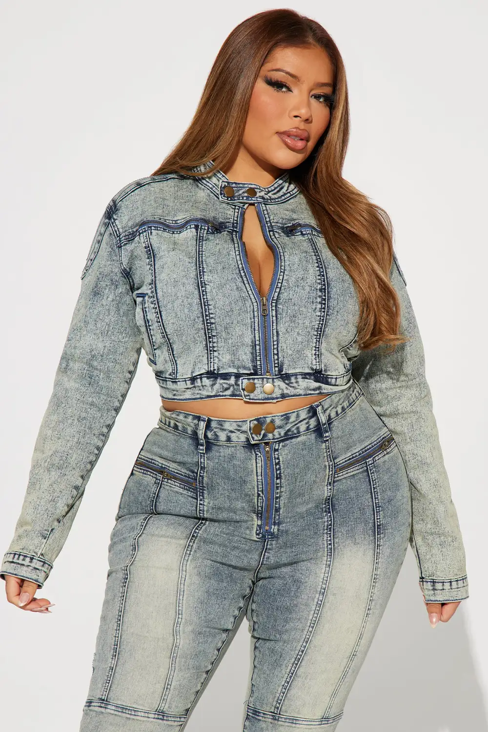Starting Rumors Stretch Moto Skinny Jeans - Vintage Wash