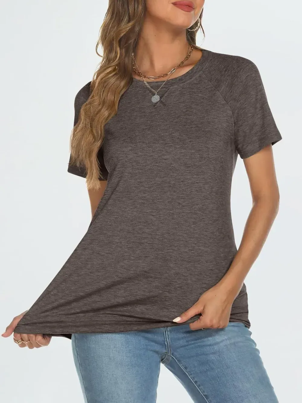 AUTOMET T Shirts Short Sleeve Crewneck Tees for Women Trendy Lightweight Soft Casual Summer Tops Clothes 2024