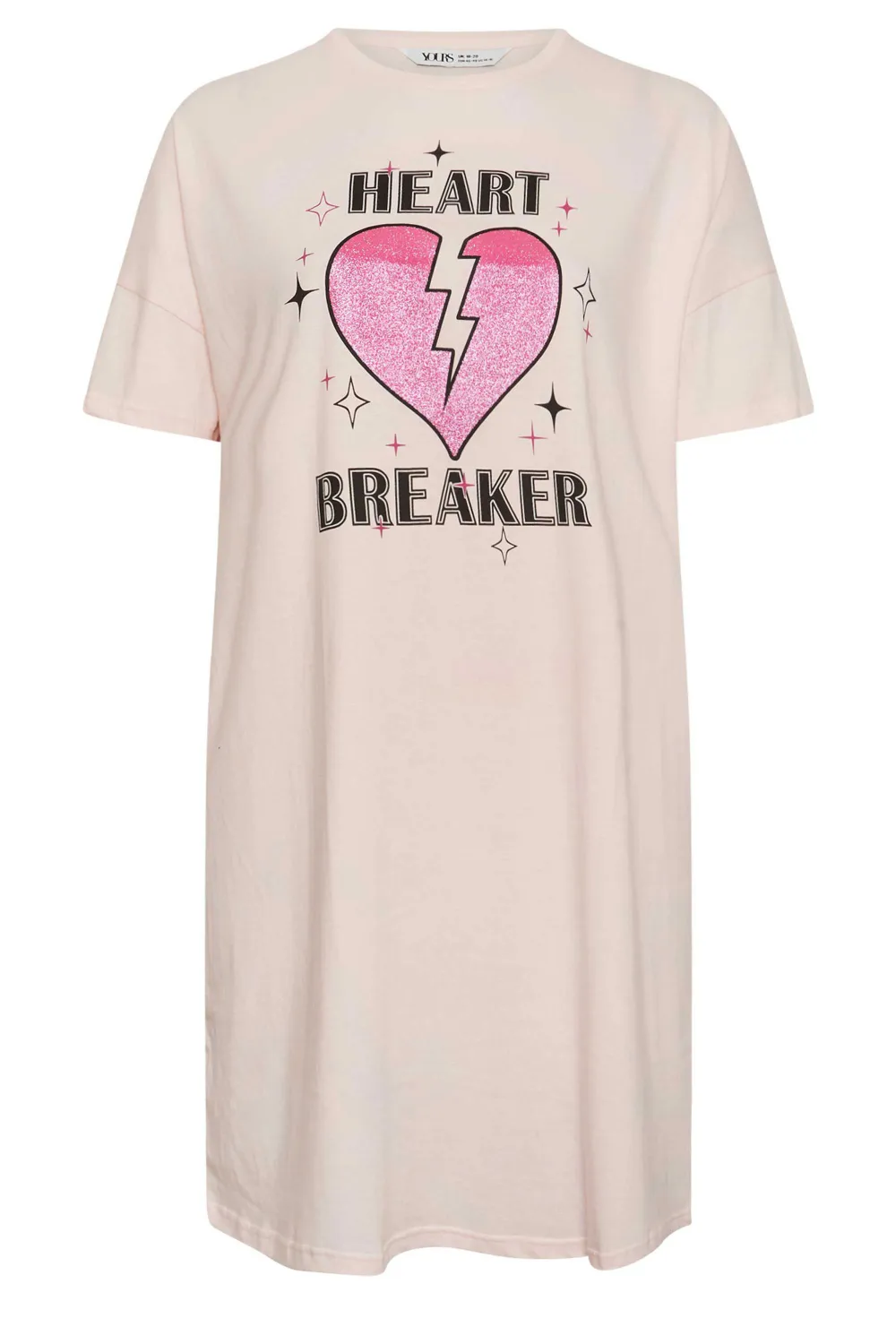 YOURS Curve Black Star Print Sleep Tee Nightdress