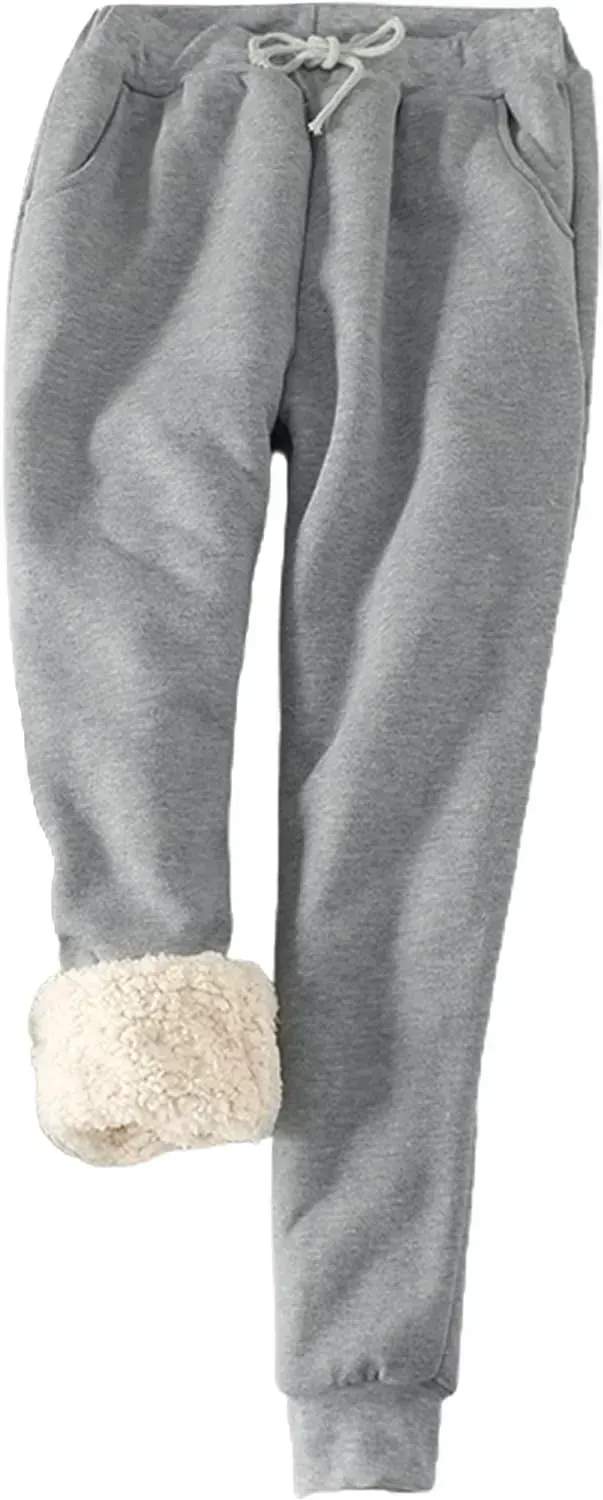 Women's Winter Warm Athletic Sweatpants Sherpa Lined Joggers Fleece Pants