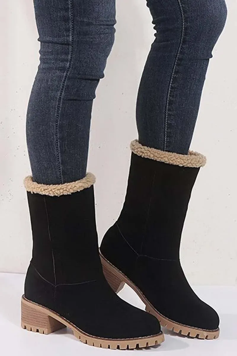 🔥Last Day Specials👢Women's thick heel high heel snow boots women's two-wear plus velvet warm mid-calf boots