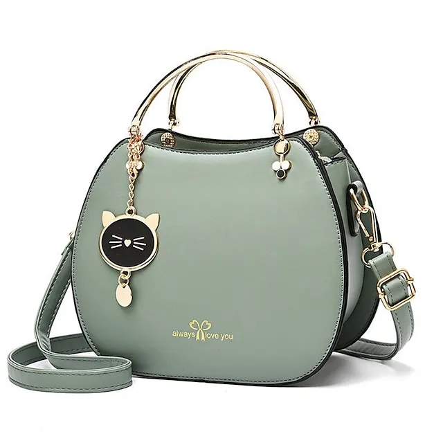 Women's Handbag Crossbody Bag Shoulder Bag PU Leather Daily Pendant Solid Color naturals Black Pink