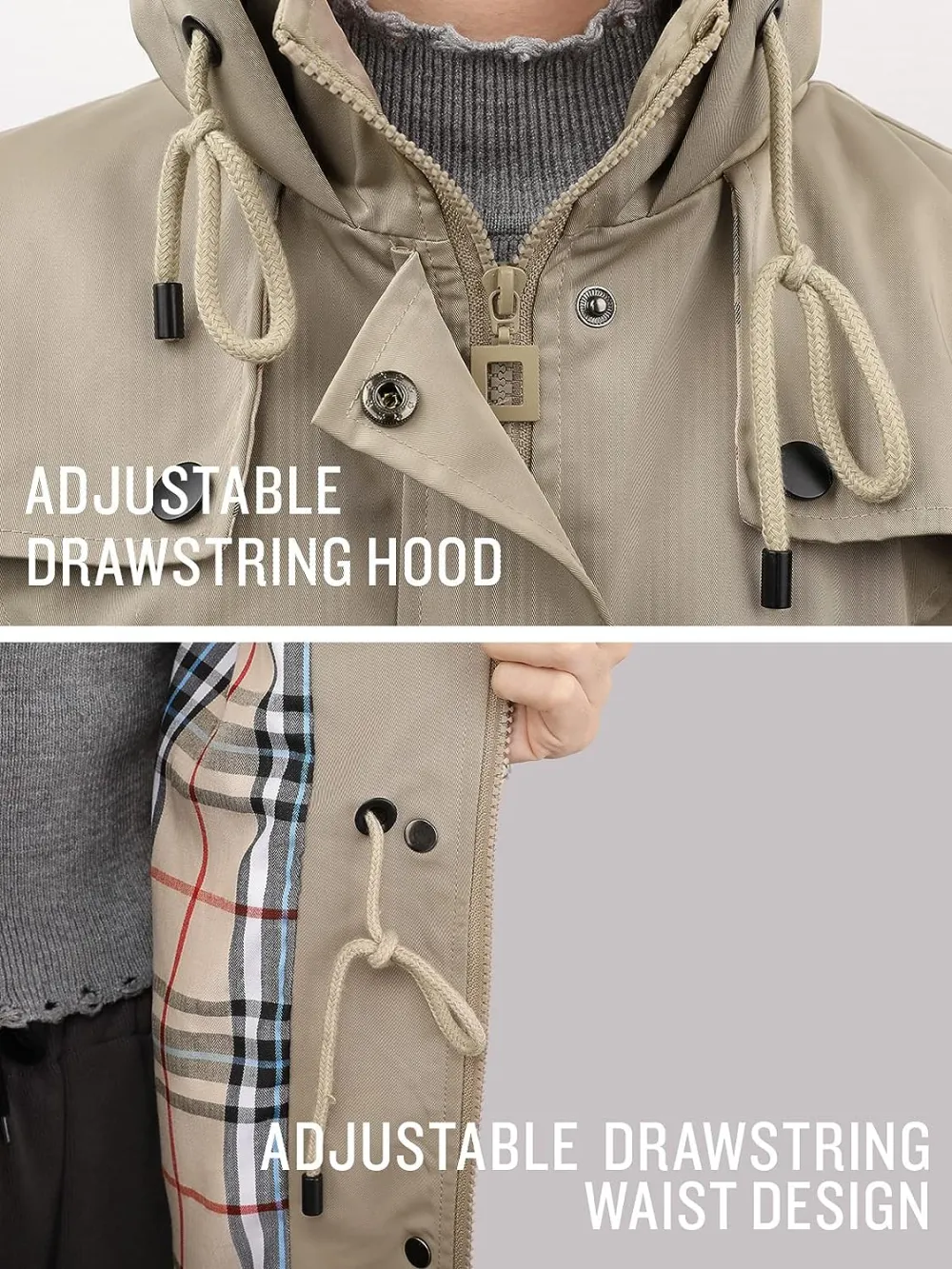 Women's Long Hooded Rain Jacket Outdoor Raincoat Windbreaker