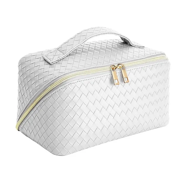 Women's Girls' Handbag Cosmetic Bag PU Leather Party Daily Holiday Zipper Large Capacity Waterproof Breathable Plaid Black White Pink