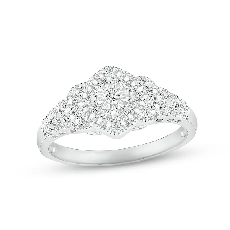 Diamond Promise Ring Sterling Silver