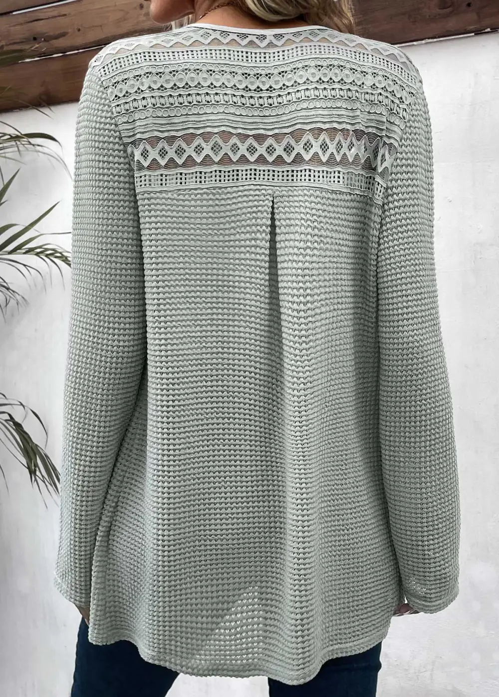 Sage Green Patchwork Long Sleeve Cardigan