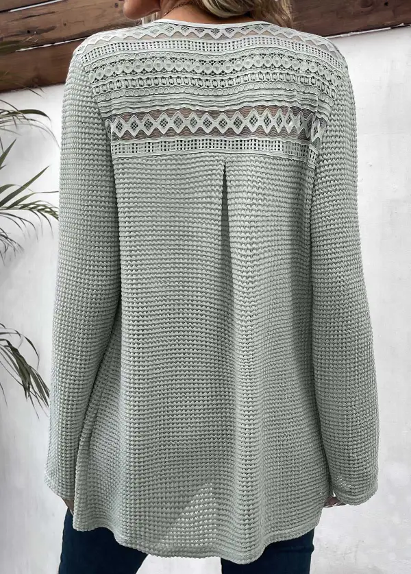 Sage Green Patchwork Long Sleeve Cardigan