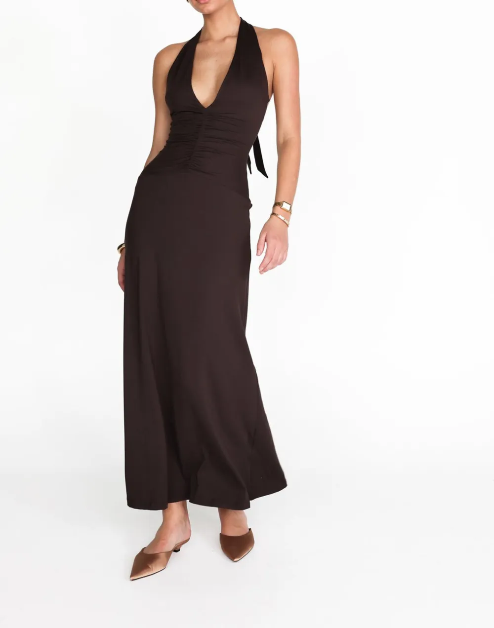 V-Neck Bodycon Halter Dress