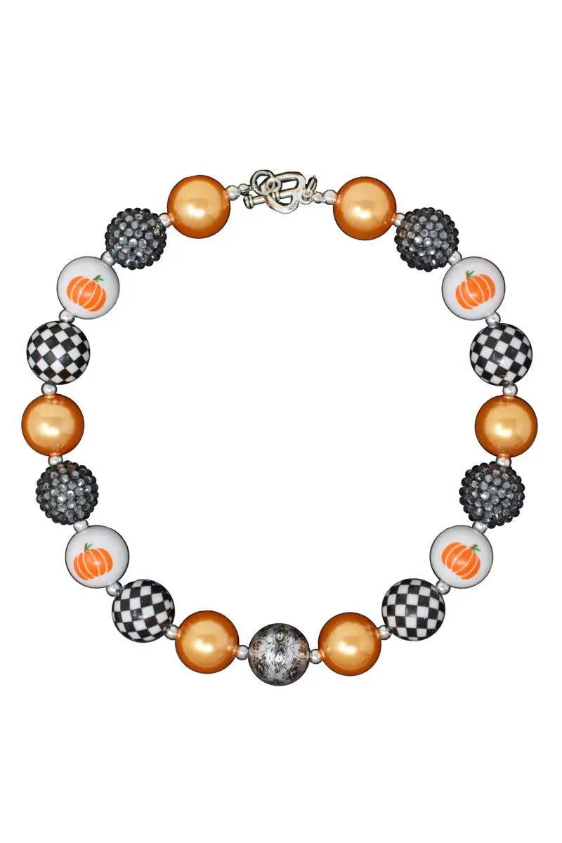Checkered Pumpkin Bubblegum Necklace