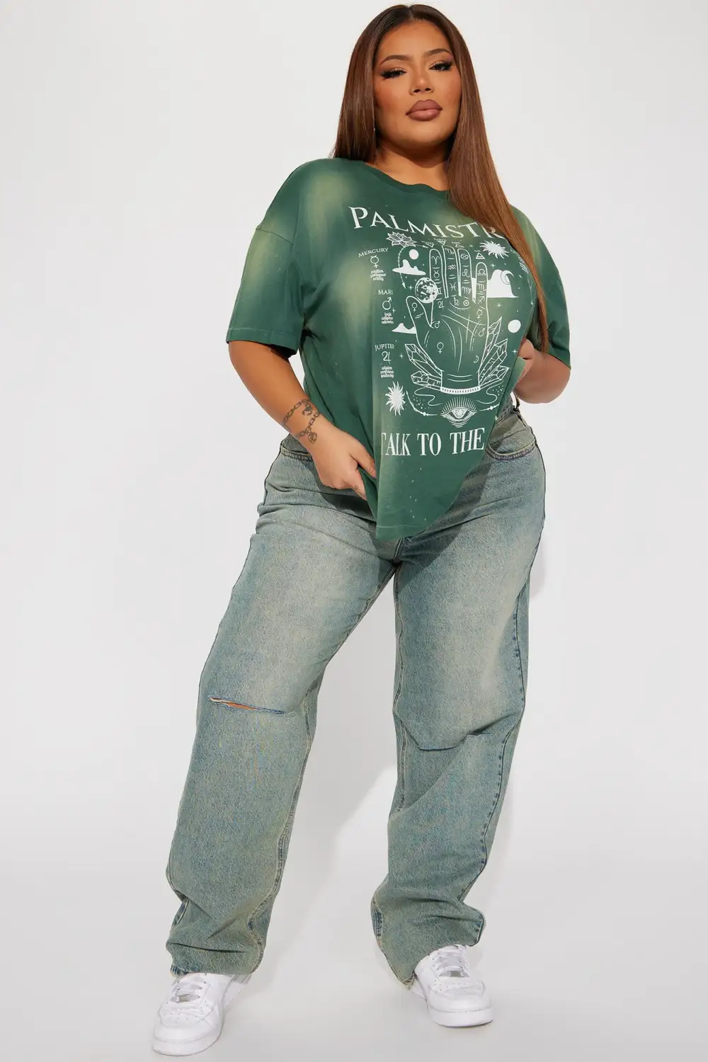 Palmistry Washed Graphic Tshirt - Green