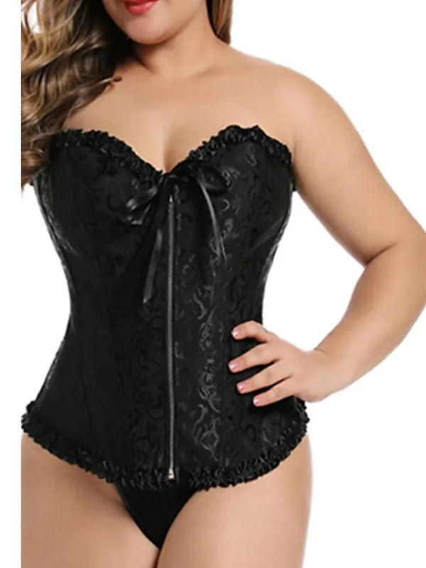 Corset Women's Corsets Trachtenmieder Halloween Wedding Party Party & Evening Club Black White Sexy Country Bavarian Zipper Lace Up Backless Zipper Tummy Control Pure Color Spring Fall Winter