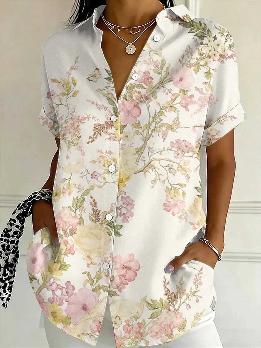 Women's Casual Minimalist Floral Shirt