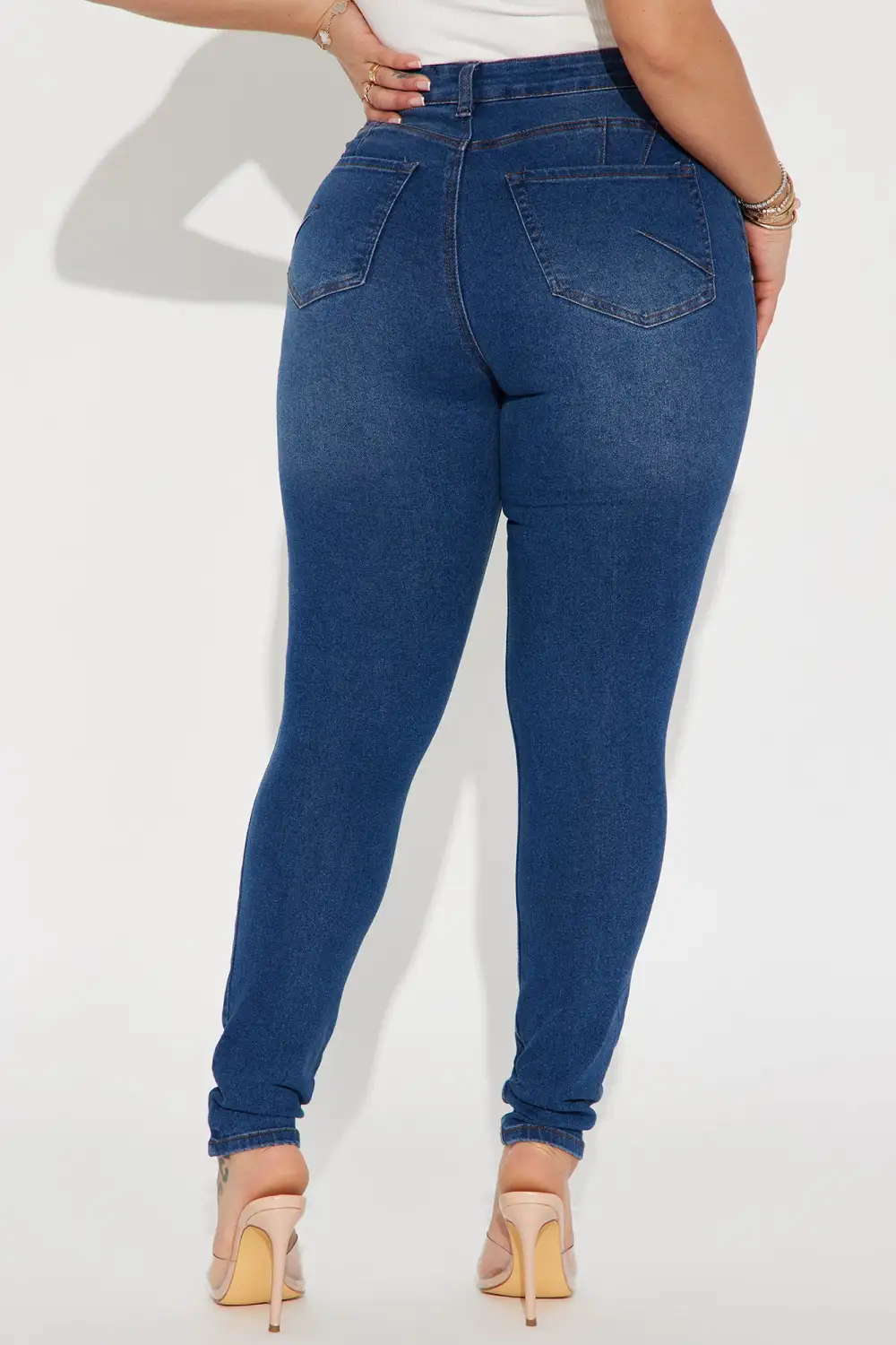 Back It Up Ripped Booty Lifting Stretch Skinny Jeans - Dark Wash