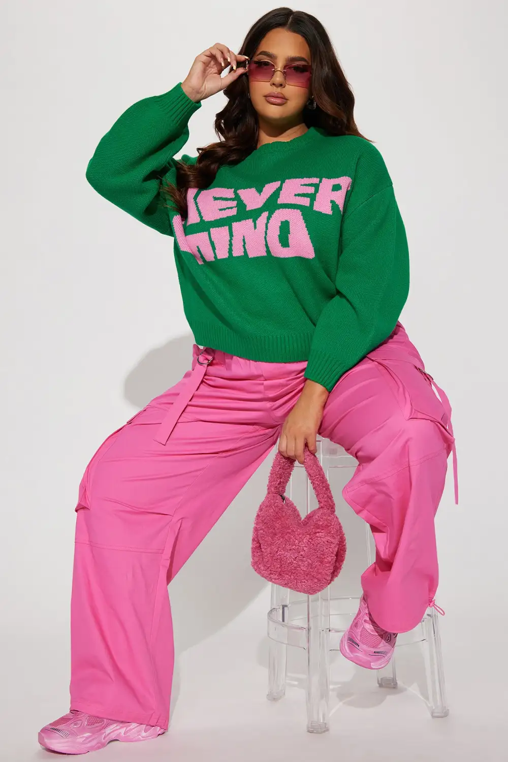 Never Mind Crewneck Sweater - Green/combo
