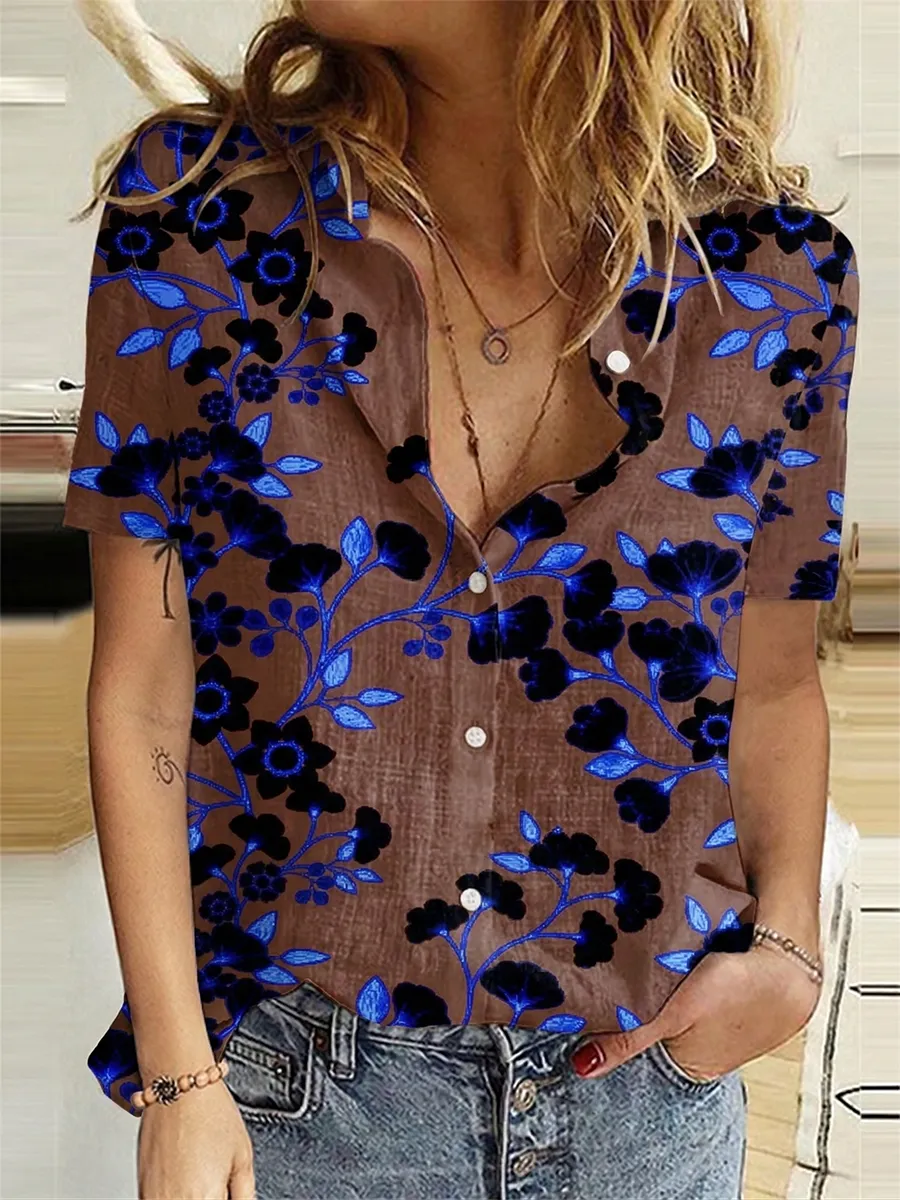 Women's Casual Plant Flower Shirt