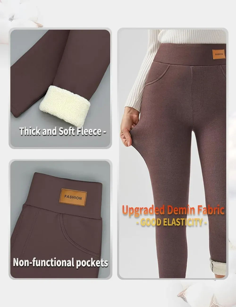 Women Winter Warm Thick Leggings Fleece Lined Stretchy Soft Thermal Sherpa Pants High Waist Tights