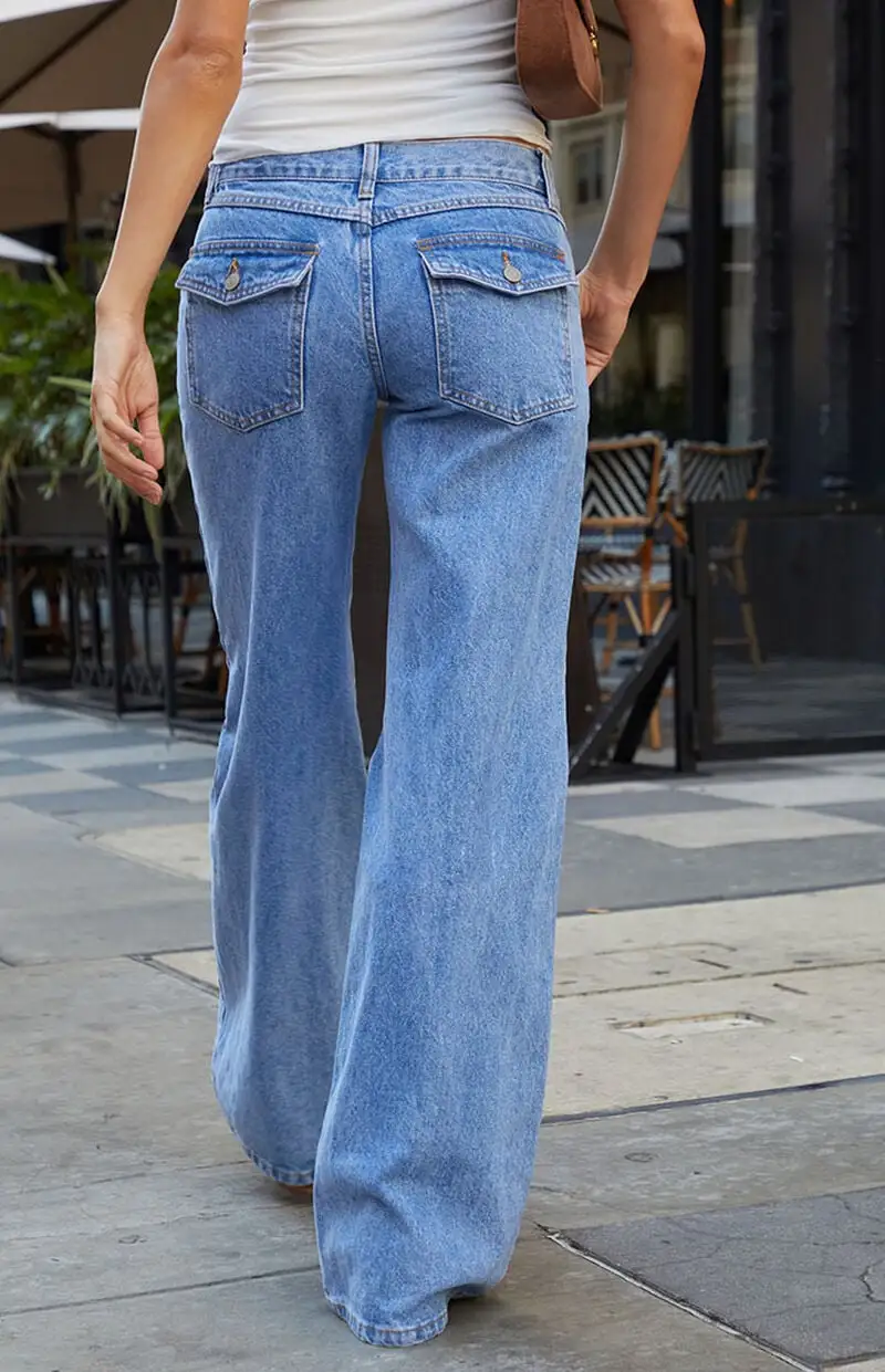 John Galt Light Indigo Low Rise Baggy Wide Leg Jeans
