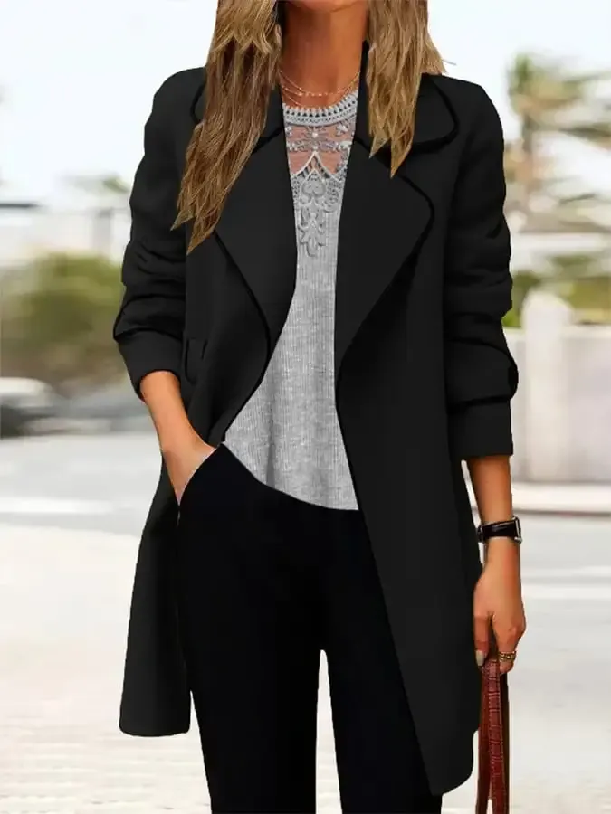 Stylish Color Contrast Woolen Trench Coat
