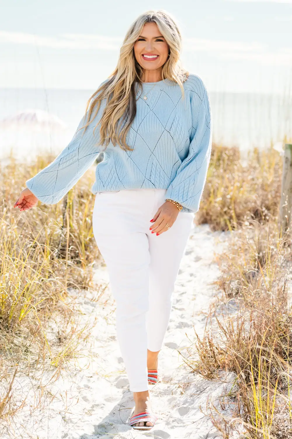 Open My Heart Sweater, Blue