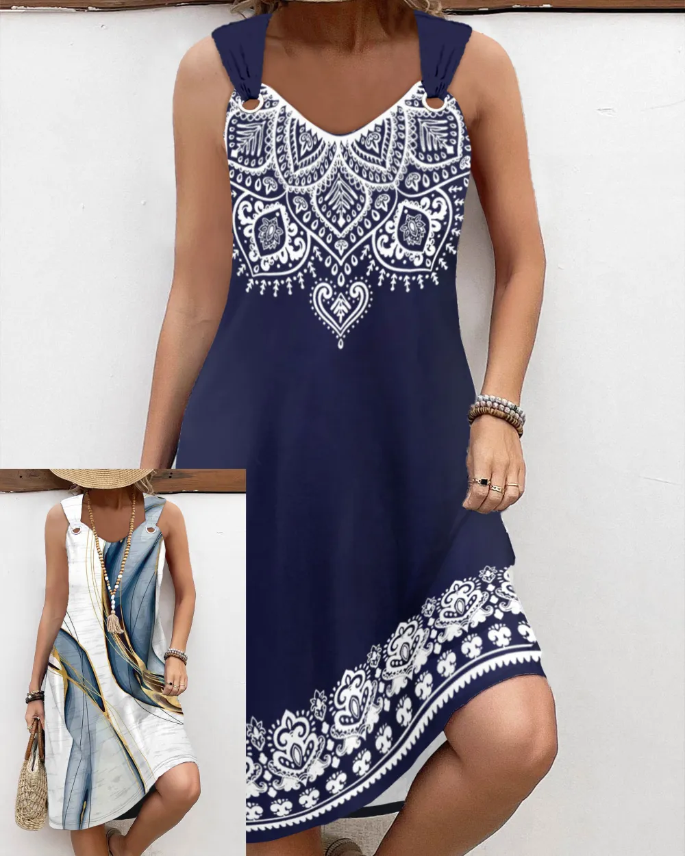 2024 NEW TRENDS Tribal Print A Line Sleeveless Dress