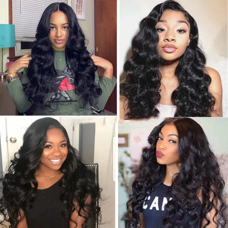 Sterly Loose Wave Hair Bundles Human Hair 3/4 /PCS With 13X6 Lace Frontal