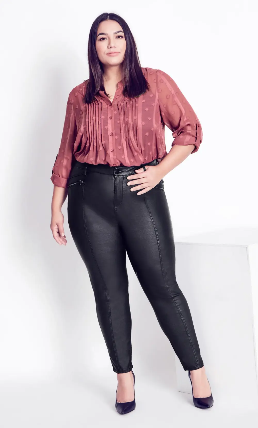 Evans Black Faux Leather Jeans