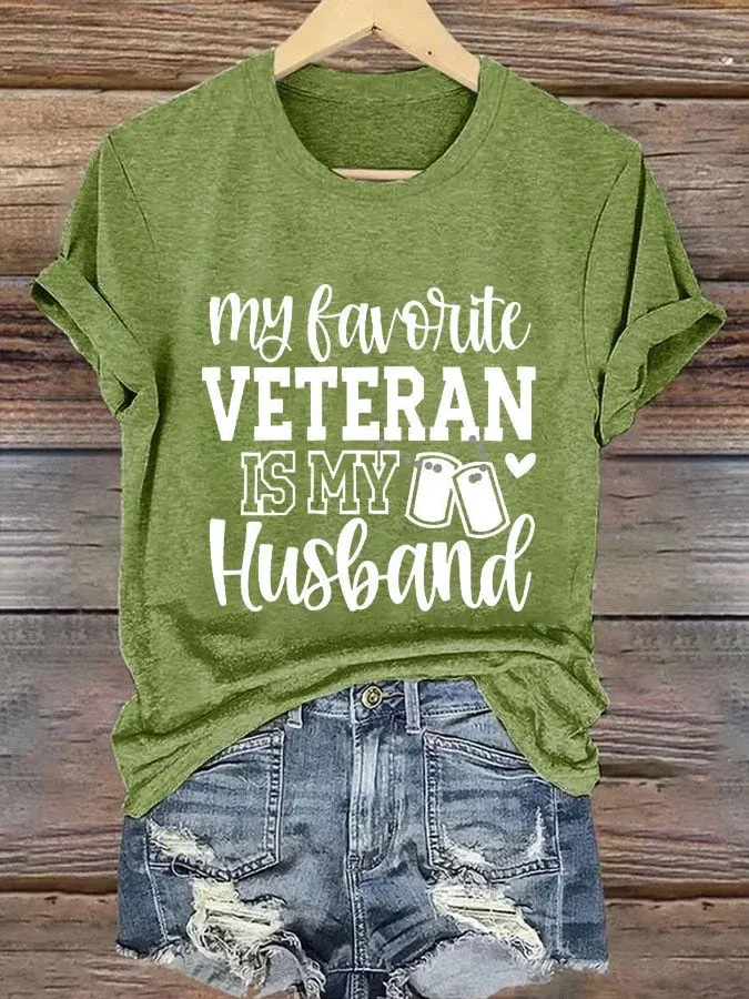 Women's 'My Favorite Veteran Is My Husband' Print T-Shirt