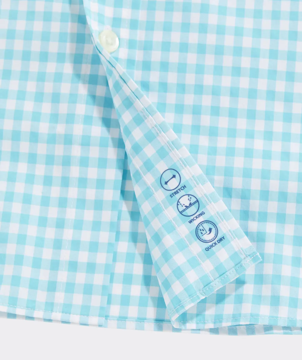 On-The-Go Nylon Short-Sleeve Gingham Shirt