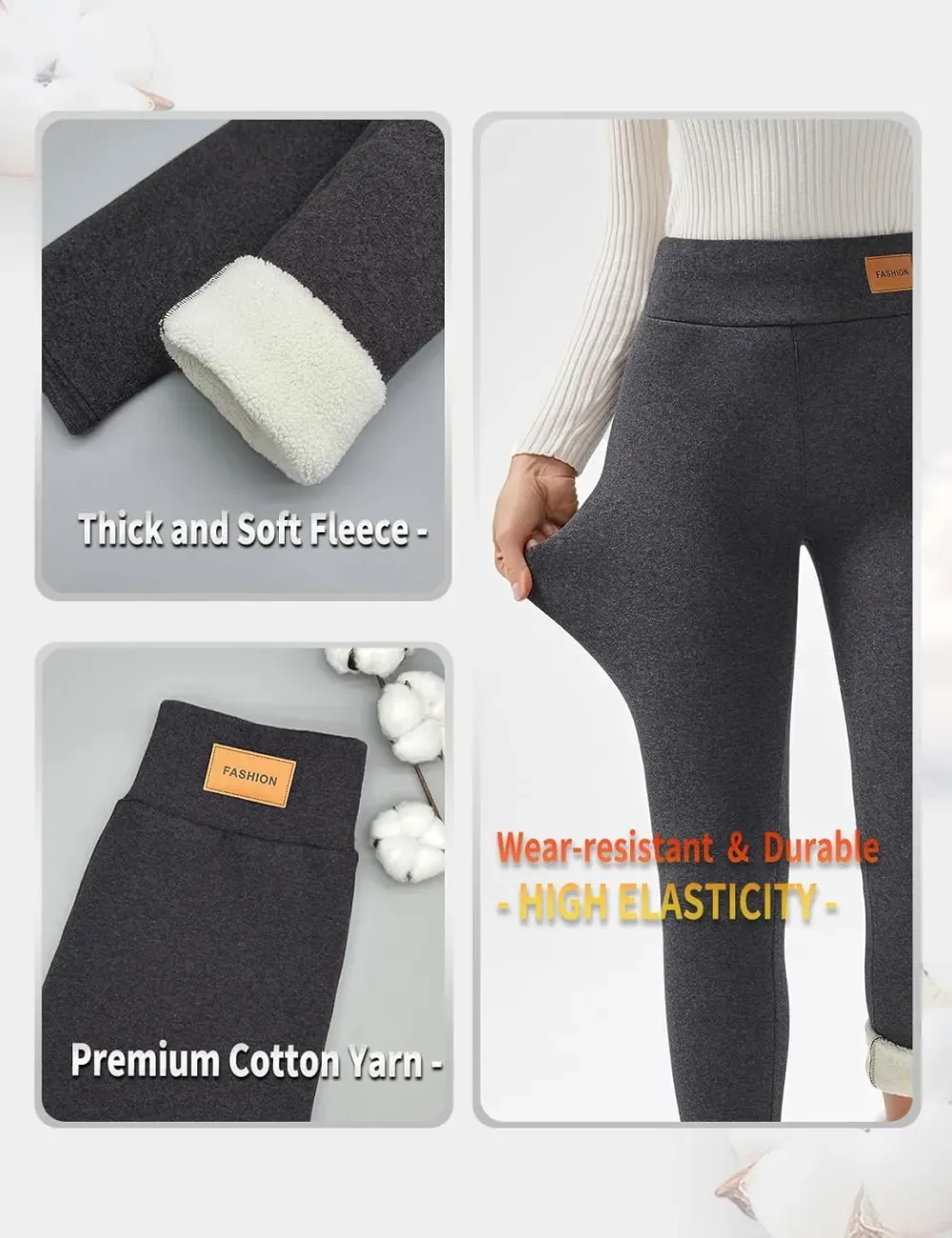 Women Winter Warm Thick Leggings Fleece Lined Stretchy Soft Thermal Sherpa Pants High Waist Tights